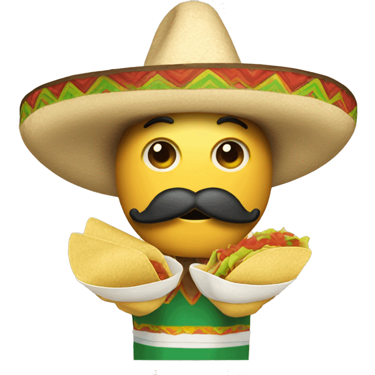 with mustache eating tacos with and sombrero hat  emoji