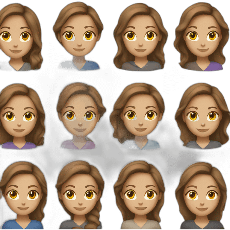 White woman brown hair working for social media emoji