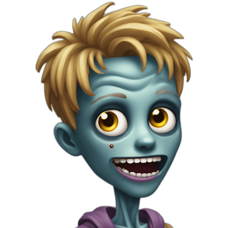 A young zombie scrolling on TikTok emoji