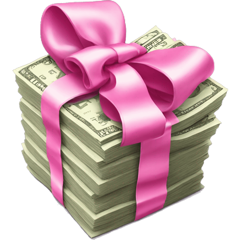 Stack of money with pink bow  emoji