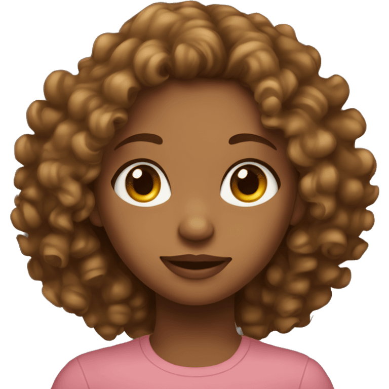 Light brown skin girl with curly brown hair emoji