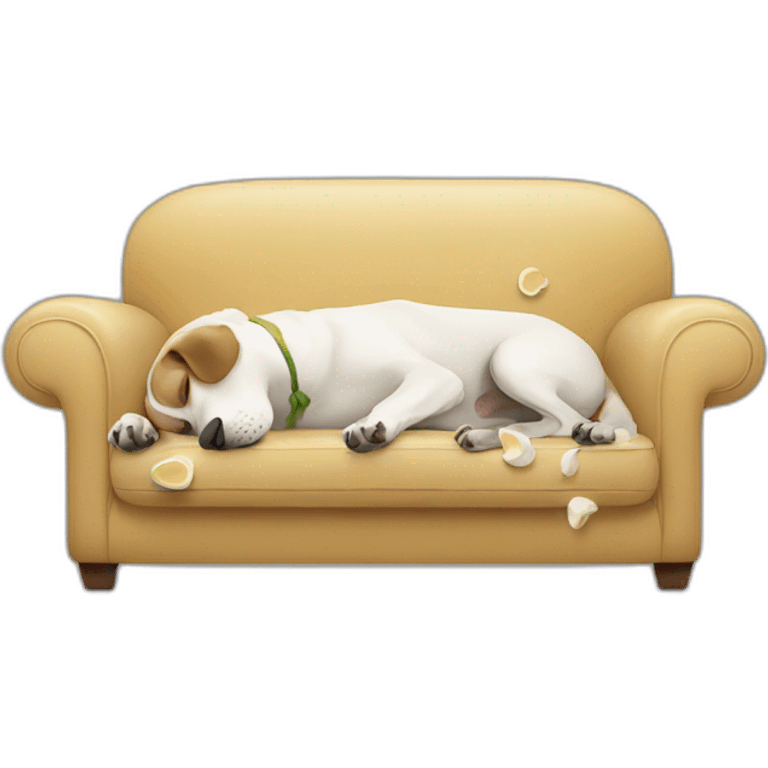 Dog eating garlic on a couch emoji