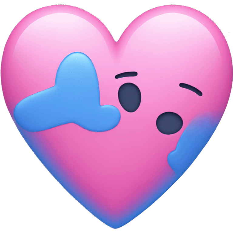 A blue and a pink heart mixed together emoji