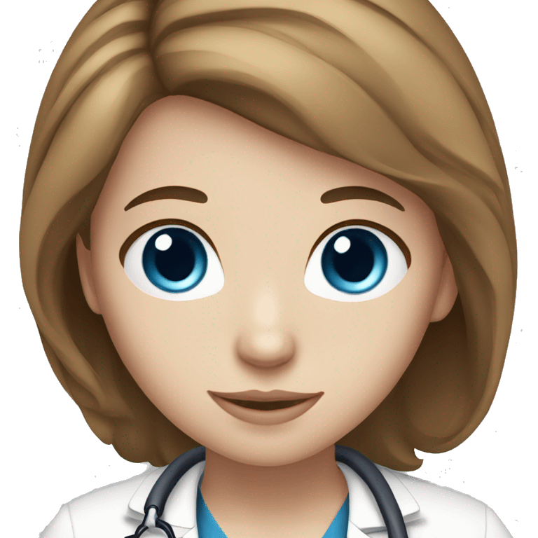 Girl white skin brown hair blue eyes doctor emoji