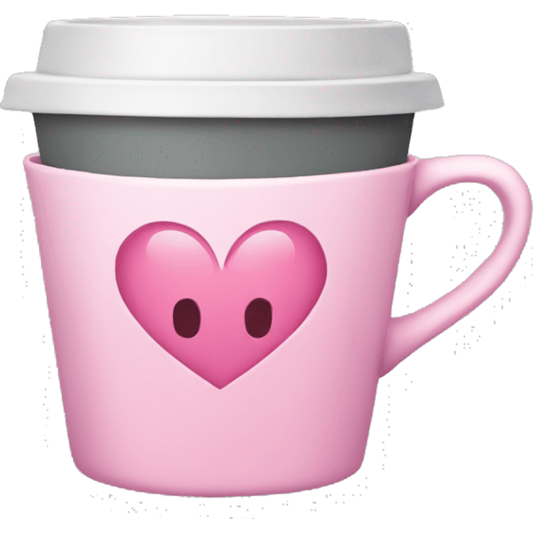 pink coffee cup with grey heart  emoji