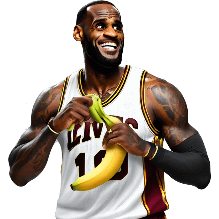 Lebron James eats banana with passion emoji