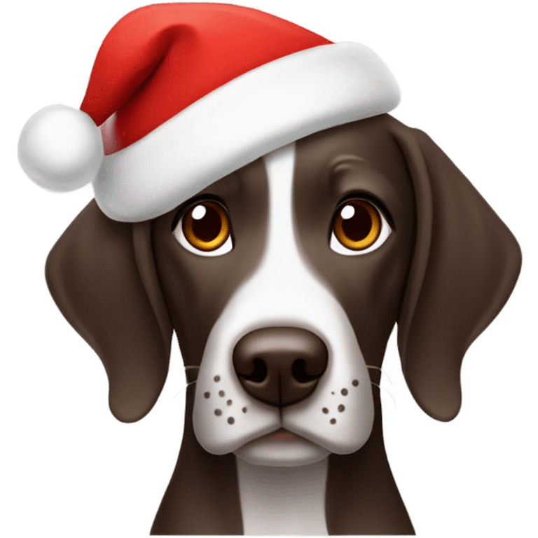 German shorthair with Santa hat emoji