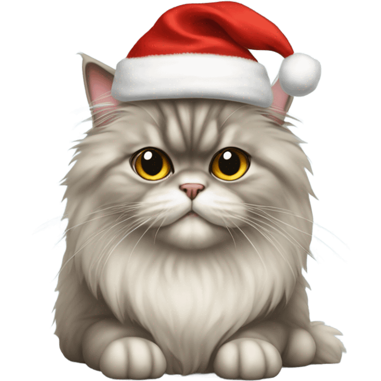 Persian cat with Santa hat emoji