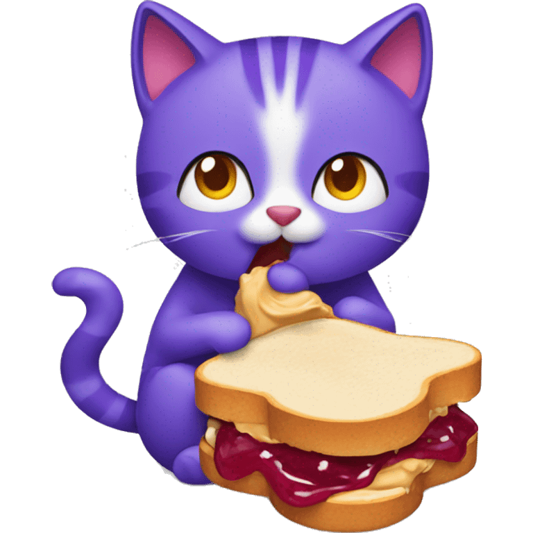 Cat eating peanut butter and jelly sandwich emoji