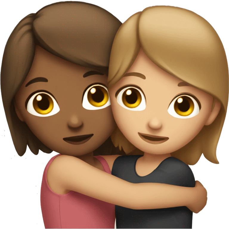 2 friends hugging (blone+brown hair) Girls emoji