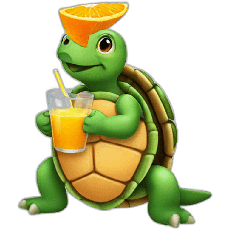 Turtle drinking orange juice emoji