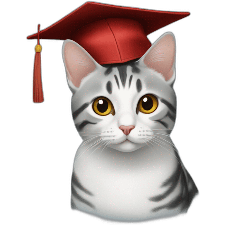 american shorthair cat in Square academic cap emoji