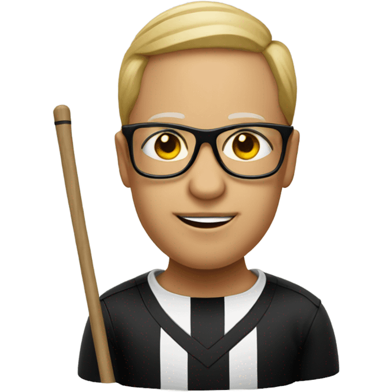 Blind referee with stick and black glasses emoji