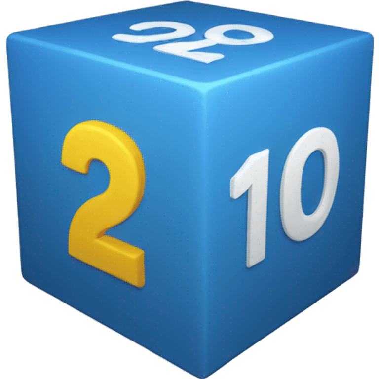 a pespective blue cube with text 120 on the rightside emoji