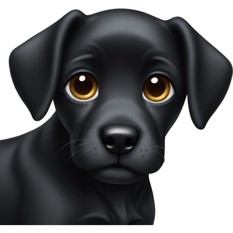 Black puppy with big ears  emoji