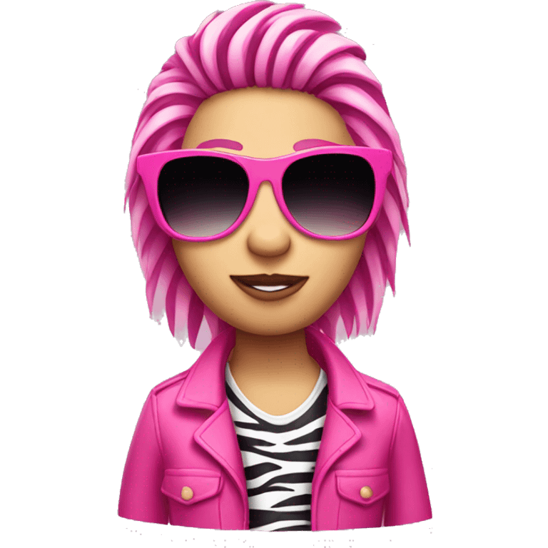 pink zebra with sunglasses on hair  emoji