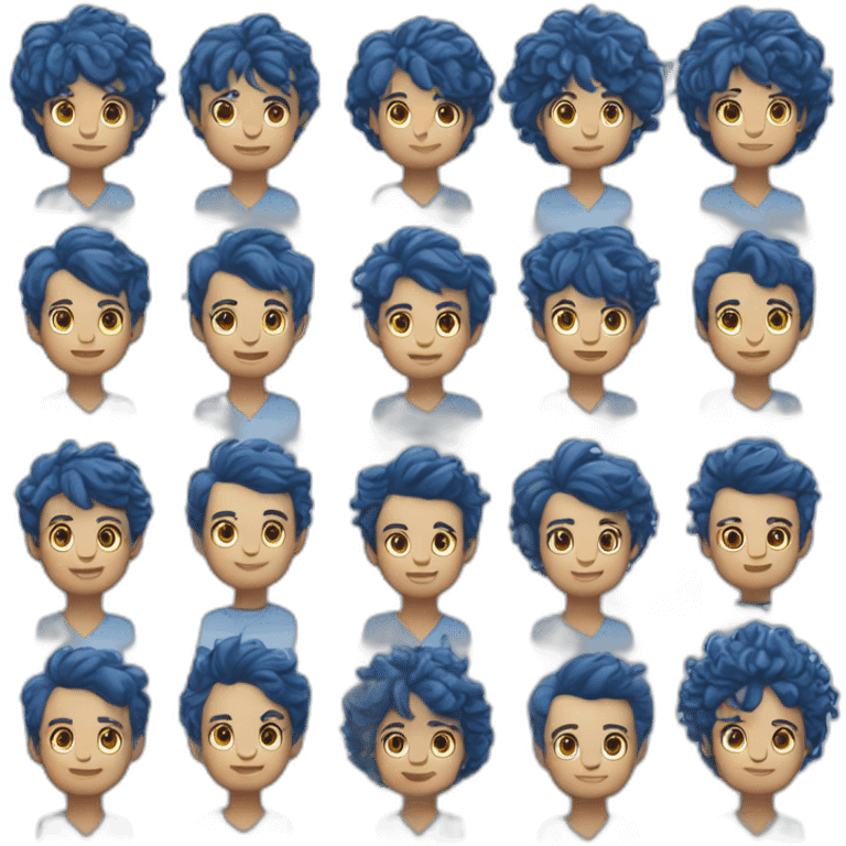 Jette ce sont de jeunes garçons cheveux bleus et bleu celle emoji