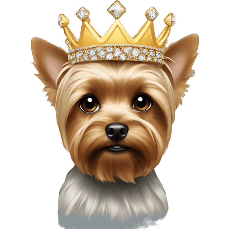 Yorkie's head in a crown of diamonds emoji