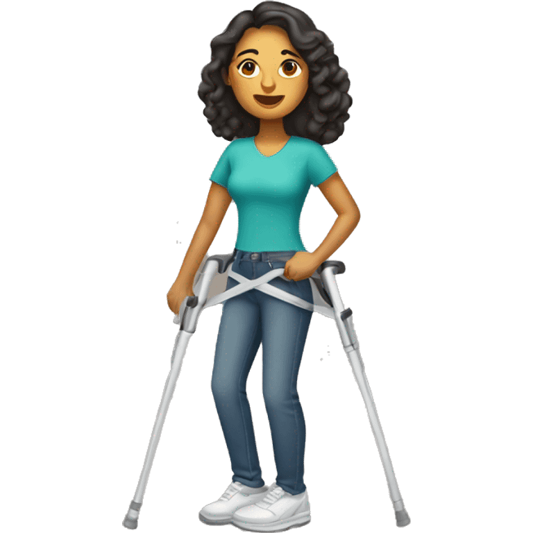 latina Woman with leg cast on crutches emoji