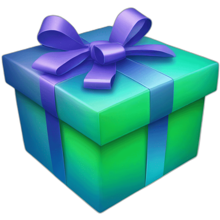 3d smooth gift box with rounded corners gradient blue to green emoji