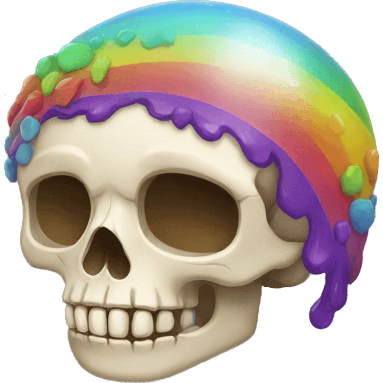 A rainbowned skull emoji