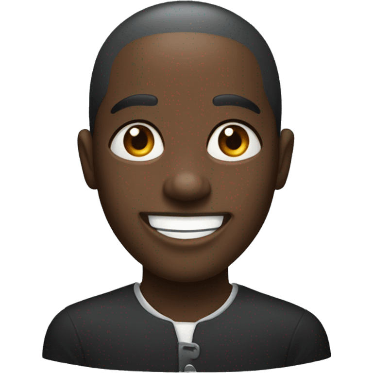 Une personne noire la tête rasée et un grand sourire  emoji