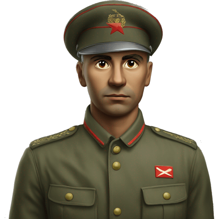 Soviet soldier 1980 photorealistic serious emoji