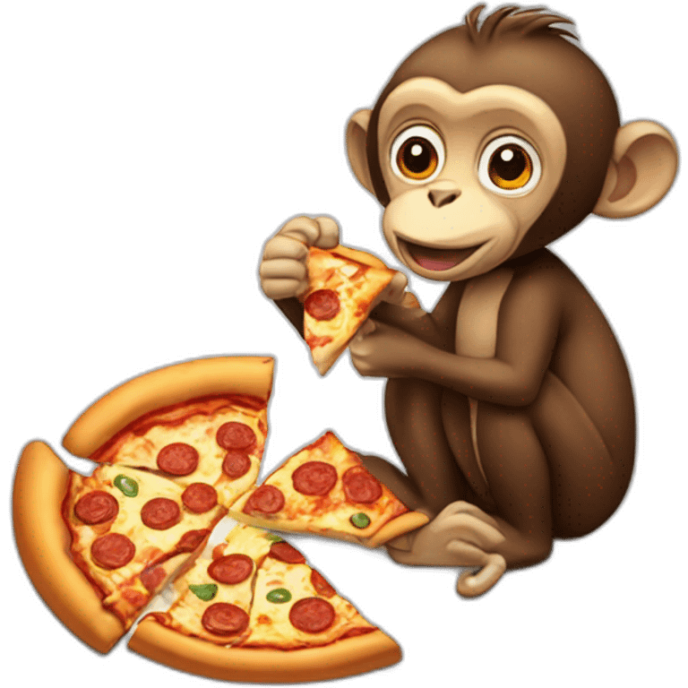 Monkeys eating pizza emoji