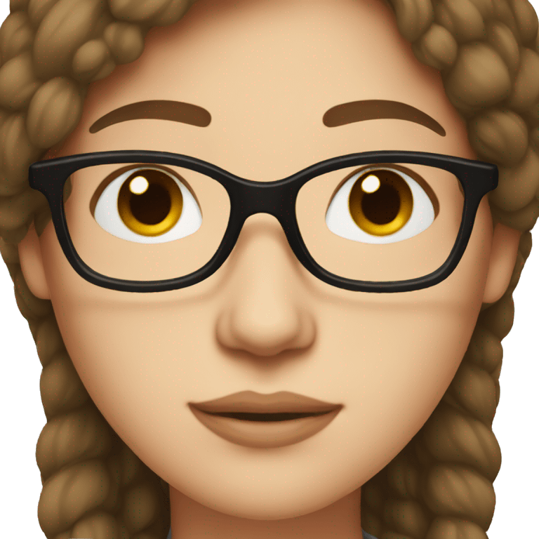 Woman with brown hair and a glasses, white skin emoji