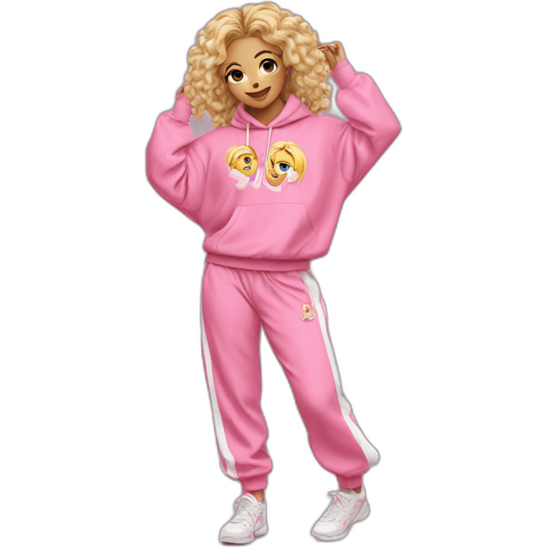 dancing-fair-haired-girl-pink-oversize-tracksuit emoji