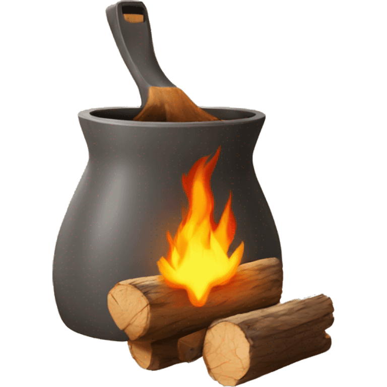 firewood with pot on emoji