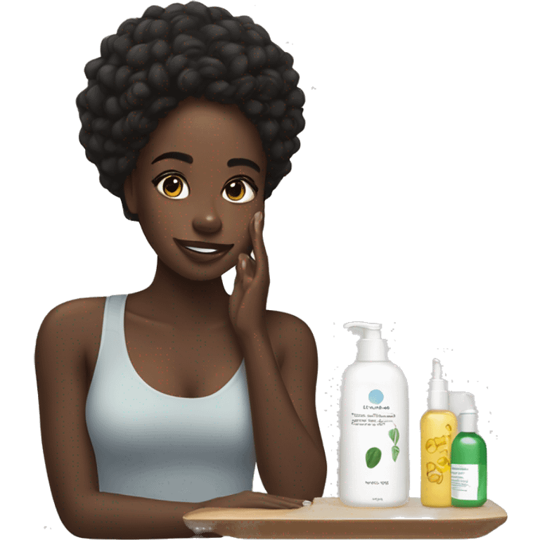 Black girl doing skin care emoji