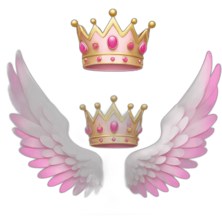 Crown and wings in pink and white emoji