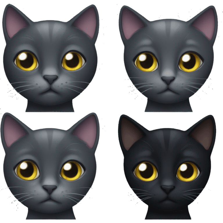 Four dark grey cats and 1 black cat emoji