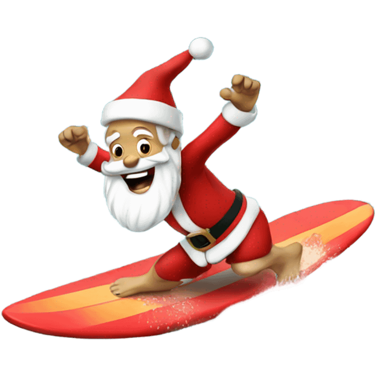 Santa surfing emoji