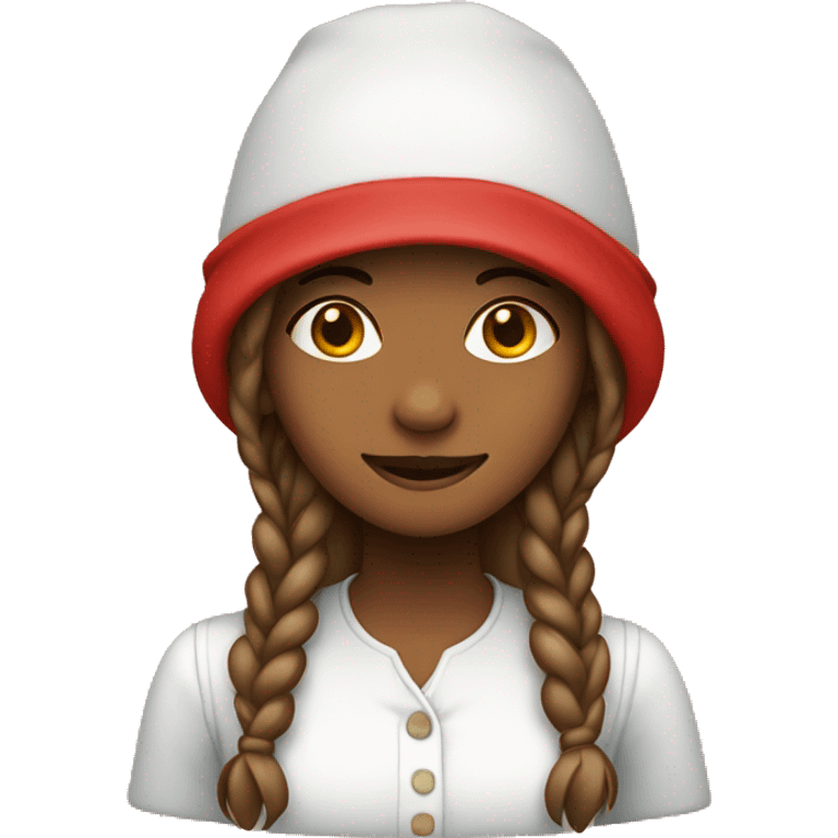 Girl in red wearing a bonnet emoji