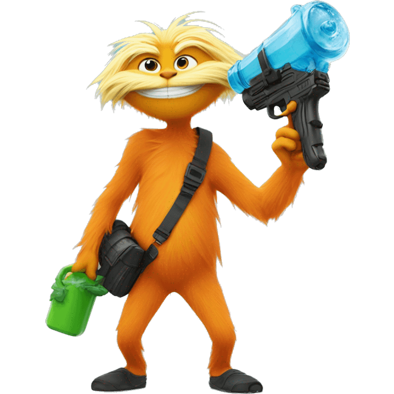 the lorax holding a water gun  emoji