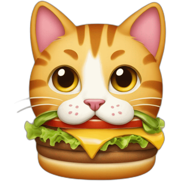 cat eating hamburguer emoji