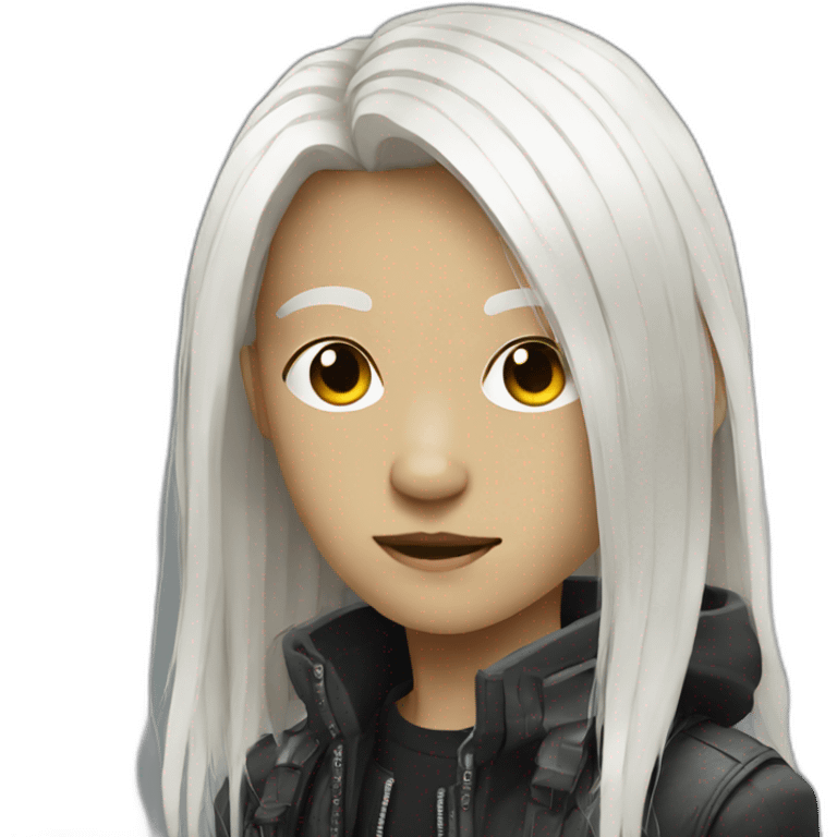 boy cyberpunk with white long hair emoji