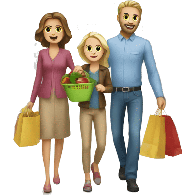 Caucasian family shopping emoji