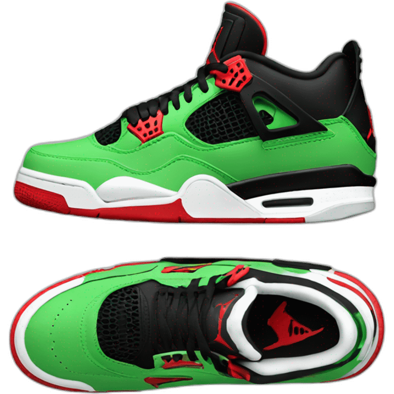 Jordan 4 green black and red emoji