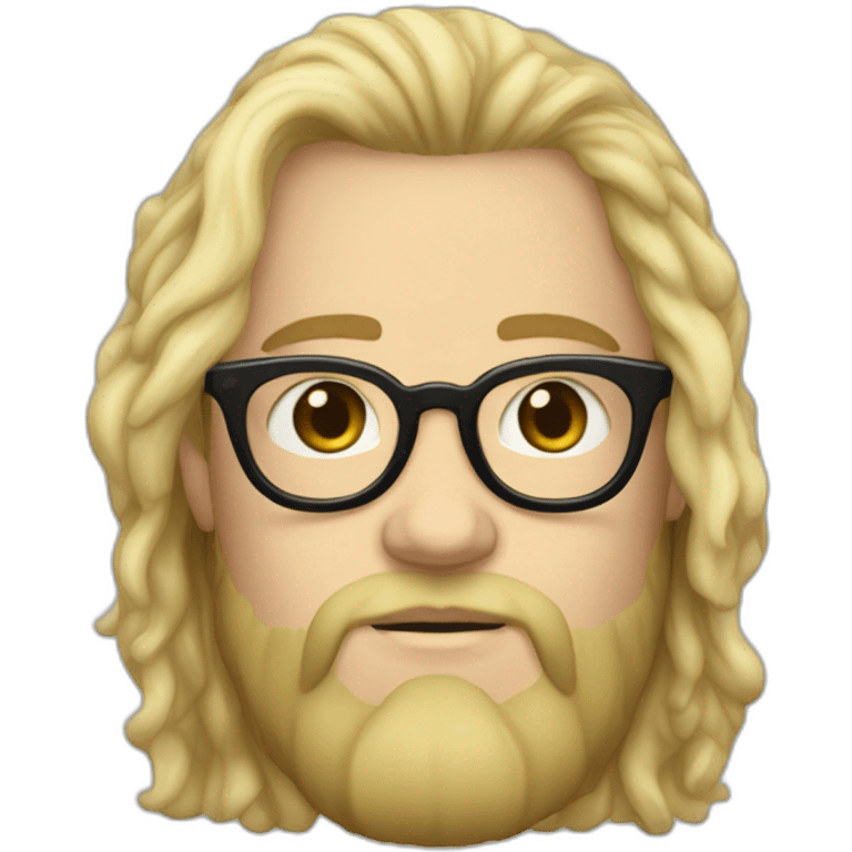 Non binary Big lebowsky blond round glasses chaotic beard long hair drink rhum emoji