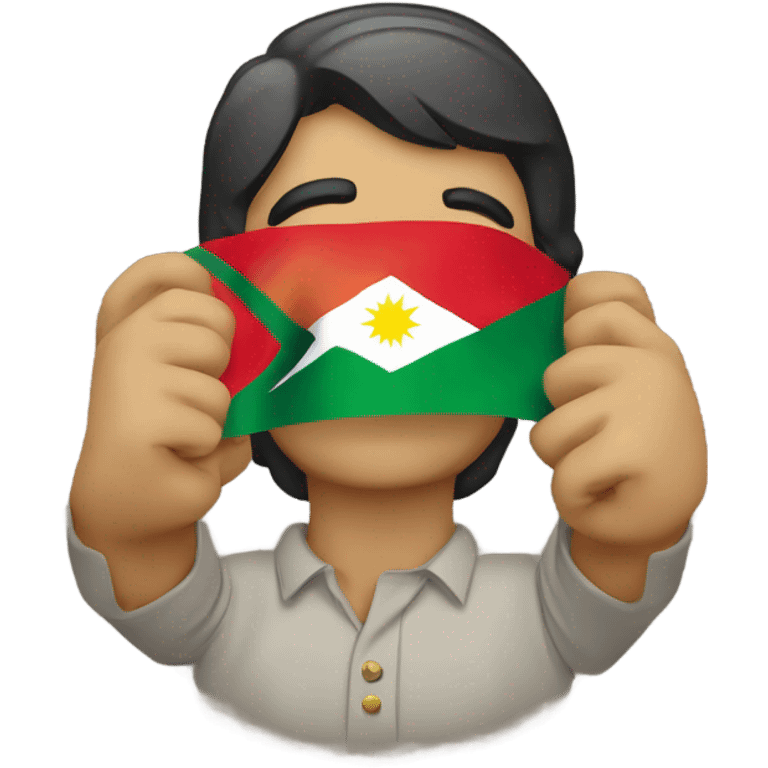 A man with kurdistan flag emoji