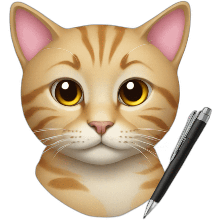 cat and pen emoji