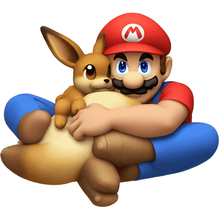 Mario with big hand and Eevee sleep emoji