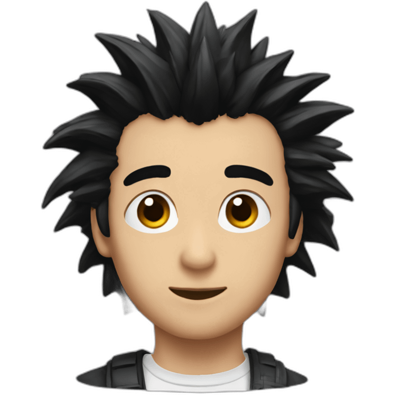 spikey sanju with black hair emoji