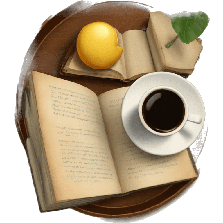 vintage tray with book and coffee on it emoji