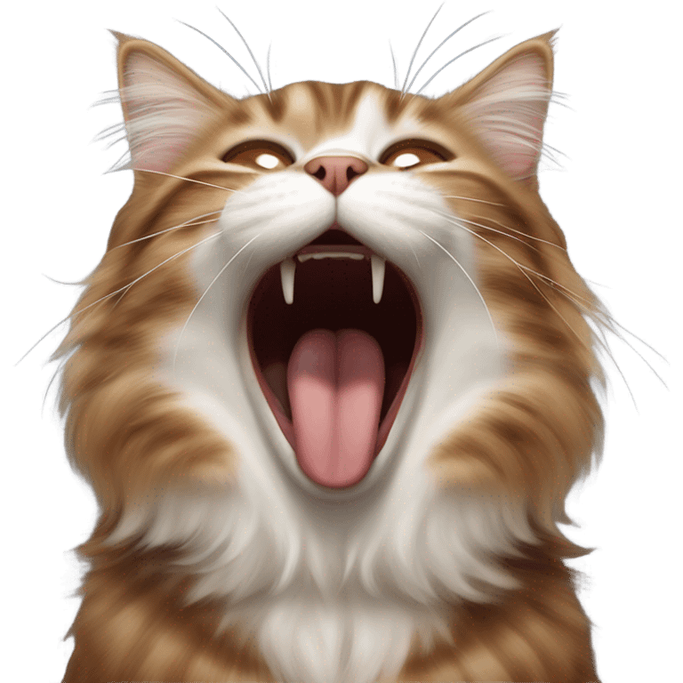 Brown siberian cat yawning emoji