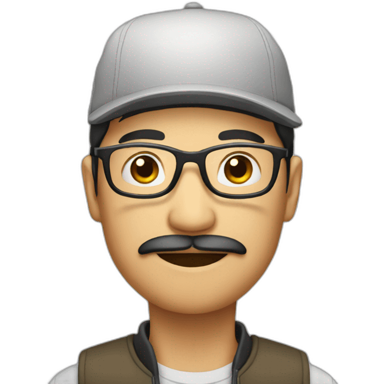 asian male with cap and glasses and moustache emoji