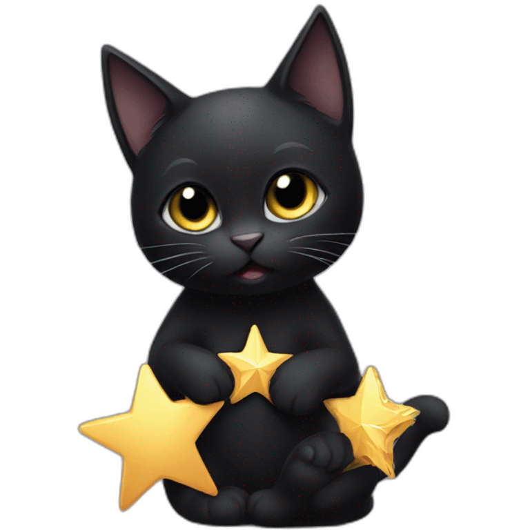 Black cat anthro holding a star emoji